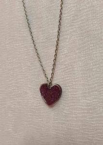 Resin Heart Pendant Necklace with rose petal prese