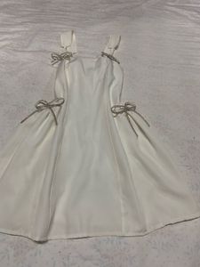 White Mini Dress with Bows