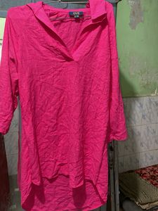 Pink Linen Tunic Top