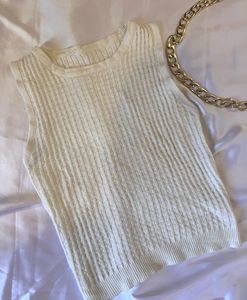 White Sleevless Crop Top