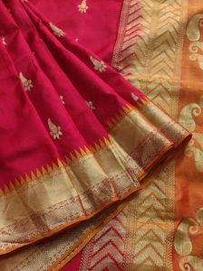 Red and gold kanchi silk Saree