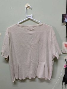 Cute Beige Button-Up Top