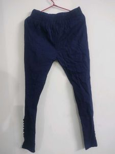 Navy Blue Cigarette Pants With Pockets