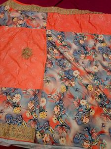 Orange Floral Saree