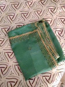 Sea Green Saree with Delicate Lace