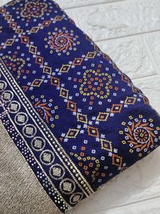 Elegant Blue Bandhani Saree