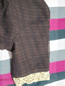 Blouse Coffee Brown With Border Of Cream Design