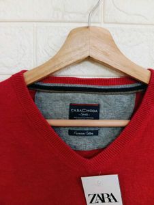 Zara Red V-Neck Sweater - New with Tags