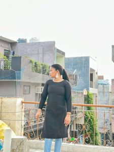 Black Satin Straight Kurti Only One Time Used