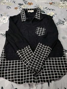 Grid Pattern Mixed Media Top