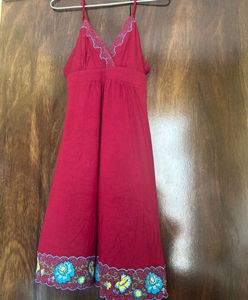 Red Flowy Dress- best For Summers