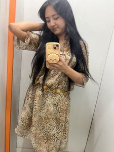 Animal Print dress (waist Belt Set 2in1)