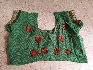 Green Floral Sari with Embellishments🌹