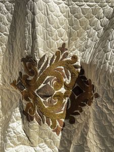 Beige And Gold Bedcover With Cushions