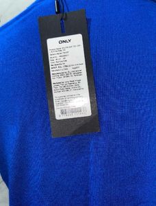 Round Neck BLUE CONTRAST TIPPING T-SHIRT,