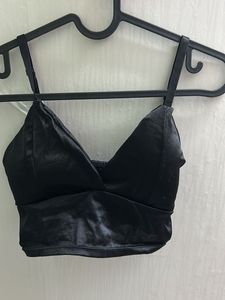 Black Silk Padded Top
