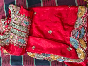 Red Embroidered Anarkali Suit