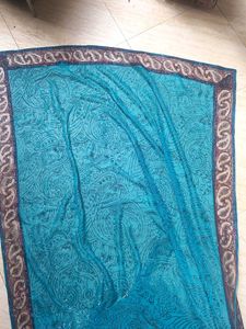 Sea Green Beautiful Saree With Border,Sequins Work