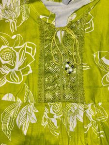 Green Floral Kurta