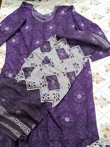 3pc Cotton Suit Purple