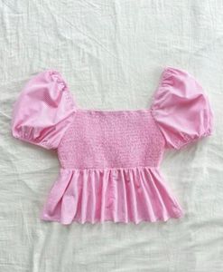 🚨40% OFF!! Pink Striped Puff Sleeve Top