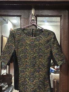 Patterned Short Sleeve Blouse