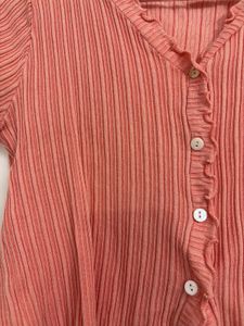 Cute Coral Ribbed Top
