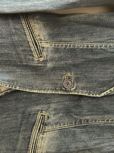 Blue Faded Jacket With Puffed Sleeves