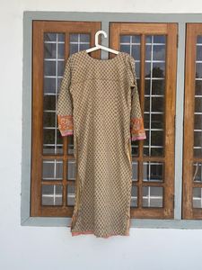 Handcrafted Beige Cotton Kurta