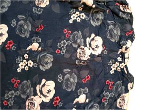Floral Print Long Sleeve Blue Shirt