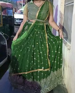 HEAVY SEQUENCE GHAGHRA CHOLI WITH BELT