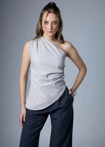 One shoulder grey top