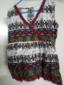 Sleeveless Angarkha Short Kurti