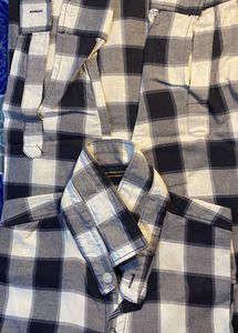 Korean Men Italy Cotton Check Shirt White