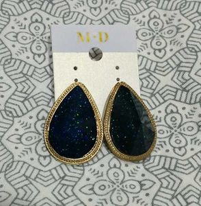 Diamond Stud Jhumki In Hoops And Blue Tops
