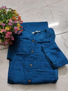Teal Blue Cotton Kurti used Twice Only