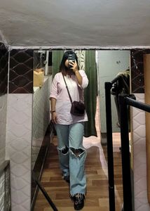 Zara High Waisted Ripped Jeans