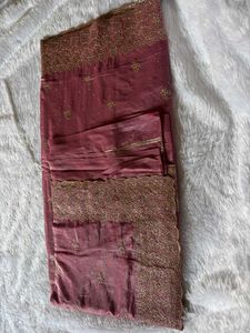 Elegant Pink Embroidered Party wear Saree