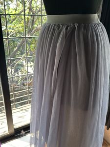 Net Lavender Skirt With Attached Slip