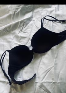 Black Embellished Padded Bra
