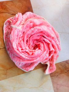 Pink Scarf with Pom-Poms