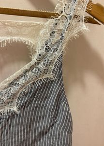 Beautiful Striped Lace Trim Top
