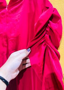 Red Puff Sleeve Blouse
