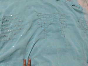 mirror work new style Saree with blouse piece