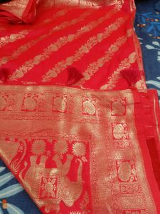 Pink &amp; Gold Banarasi Silk Saree