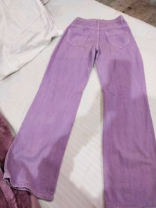 Lavender Wide Leg Denim Jeans