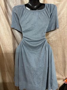 Elegant Blue V-Neck Dress