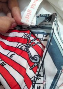 Red White Asymmetrical Shirt
