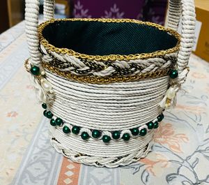 Handcrafted Rope Basket Only 1