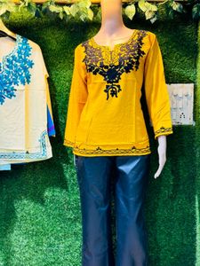 Cute Embroidery Short Kurtis